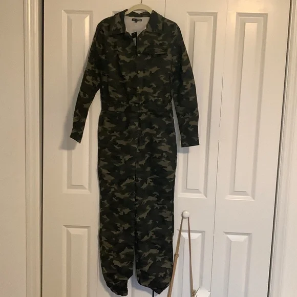 Fashion Nova Pants Jumpsuits Aviator Babe Camo Jumpsuit